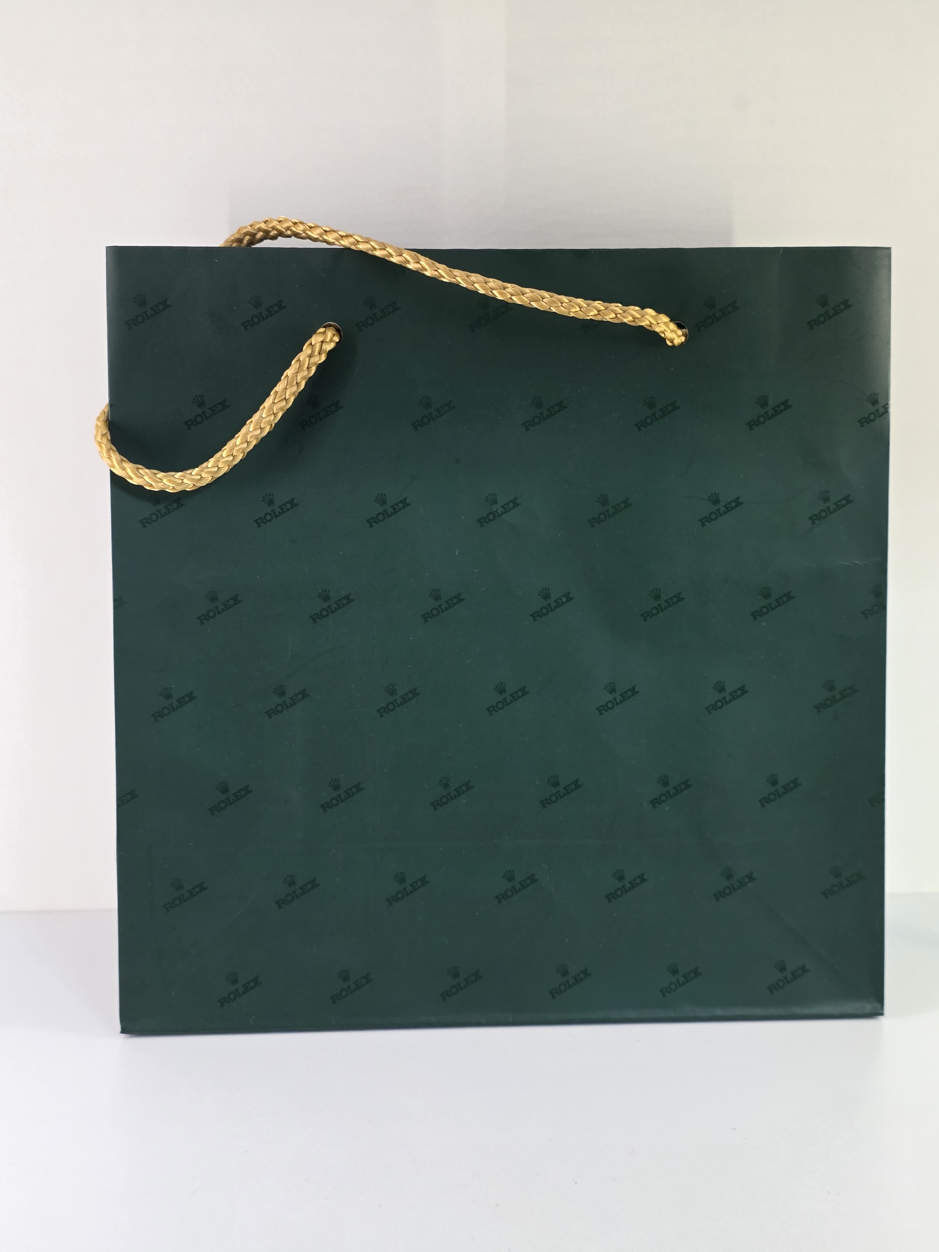 Authentic Rolex Green Gift Bag With Gold Rope Handle
